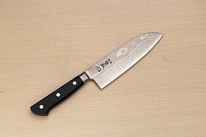 Tetsuhiro VG10 Damascus Santoku knife 170mm (6.7") Black paper micarta