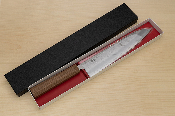 Hokiyama Ginga San-mai Silver steel 3 Gyuto 240mm (9.5") Elongated Octagonal Walnut Handle Hokiyama Ginga San-mai Silver steel 3 Gyuto 240mm (9.5") Elongated Octagonal Walnut Handle