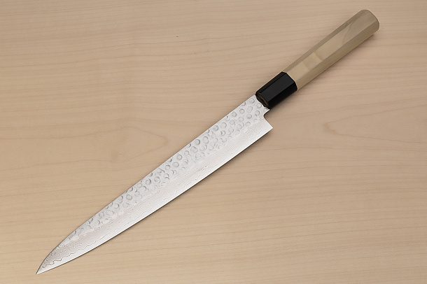 Sakai Takayuki 45-layer Damascus AUS10 Sujihiki knife 240mm (9.5") Magnolia/Italian resin handle Sakai Takayuki 45-layer Damascus AUS10 Sujihiki knife 240mm (9.5") Magnolia/Italian resin handle