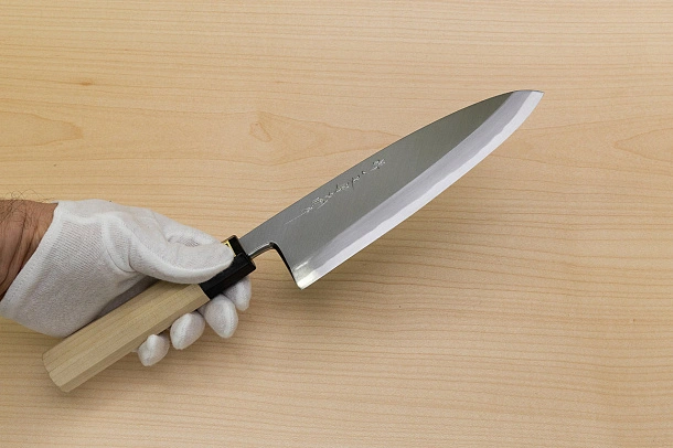 Sakai Genkichi Blue steel 2 Deba Knife 180mm Magnolia Wood handle with buffalo horn Sakai Genkichi Blue steel 2 Deba Knife 180mm Magnolia Wood handle with buffalo horn