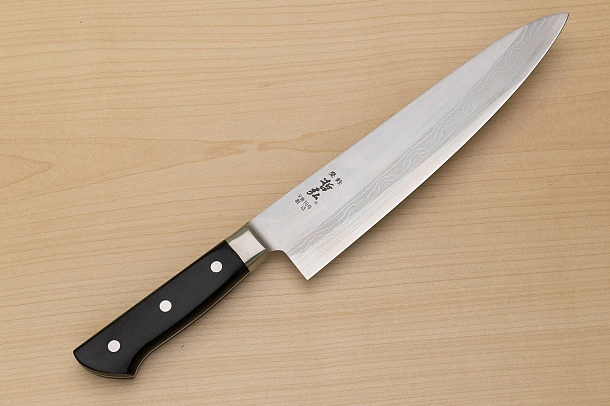 Tetsuhiro VG10 Kasumi nagashi Damascus Gyuto knife 240mm (9.5") Black paper micarta Tetsuhiro VG10 Kasumi nagashi Damascus Gyuto knife 240mm (9.5") Black paper micarta