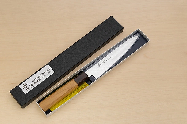 Sakai Takayuki 33-layer VG10 Damascus Petty knife 150mm (6 ") Keyaki (Japanese Elm) handle Sakai Takayuki 33-layer VG10 Damascus Petty knife 150mm (6 ") Keyaki (Japanese Elm) handle