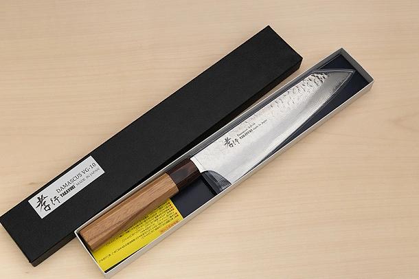 Sakai Takayuki 33-layer VG10 Damascus Kengata Gyuto knife 190mm (7.5 ") Keyaki (Japanese Elm) handle Sakai Takayuki 33-layer VG10 Damascus Kengata Gyuto knife 190mm (7.5 ") Keyaki (Japanese Elm) handle