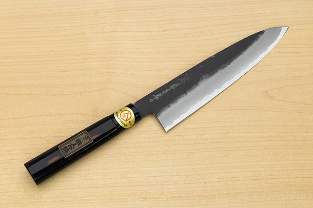 Sakai Genkichi Kurouchi Warikomi White steel 2 Gyuto knife 210mm (8.2") Magnolia Wood with Akebono-Nuri Urushi Lacque Sakai Genkichi Kurouchi Warikomi White steel 2 Gyuto knife 210mm (8.2") Magnolia Wood with Akebono-Nuri Urushi Lacque