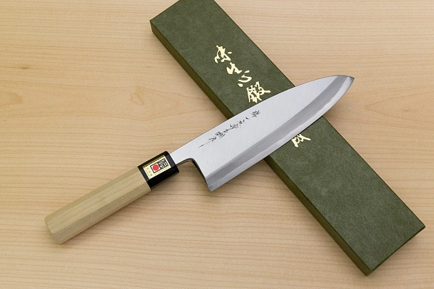Sakai Genkichi Blue steel 2 Deba Knife 180mm Magnolia Wood handle with buffalo horn