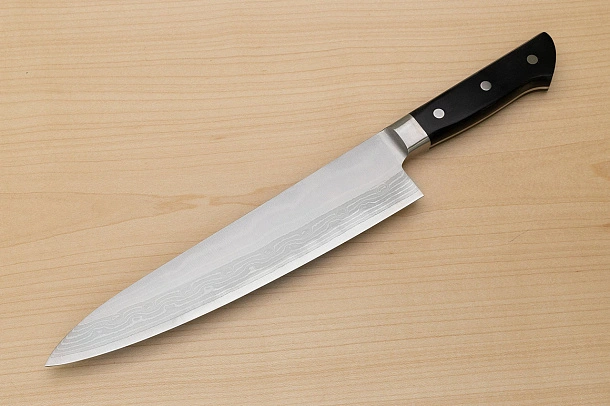 Tetsuhiro VG10 Kasumi nagashi Damascus Gyuto knife 240mm (9.5") Black paper micarta Tetsuhiro VG10 Kasumi nagashi Damascus Gyuto knife 240mm (9.5") Black paper micarta