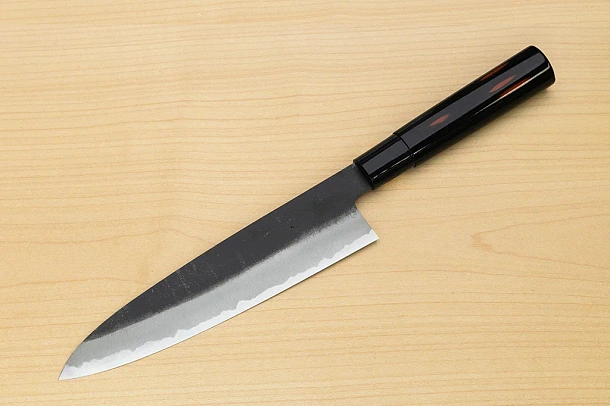Sakai Genkichi Kurouchi Warikomi White steel 2 Gyuto knife 210mm (8.2") Magnolia Wood with Akebono-Nuri Urushi Lacque Sakai Genkichi Kurouchi Warikomi White steel 2 Gyuto knife 210mm (8.2") Magnolia Wood with Akebono-Nuri Urushi Lacque