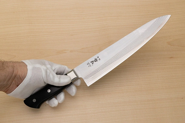 Tetsuhiro VG10 Kasumi nagashi Damascus Gyuto knife 240mm (9.5") Black paper micarta Tetsuhiro VG10 Kasumi nagashi Damascus Gyuto knife 240mm (9.5") Black paper micarta