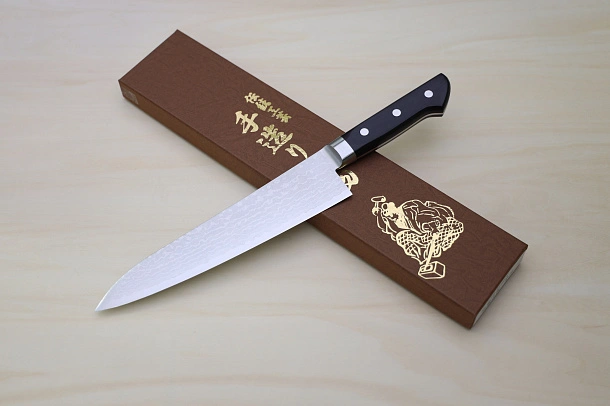 Miki VG10 35 Layers Damascus Gyuto knife 210mm (8.27") Black Pakkawood handle Miki VG10 35 Layers Damascus Gyuto knife 210mm (8.27") Black Pakkawood handle
