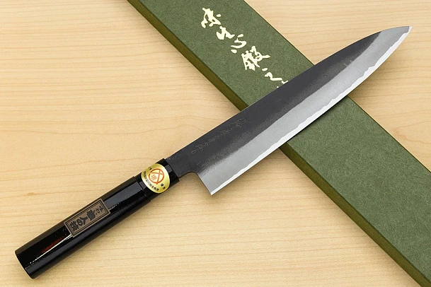 Sakai Genkichi Kurouchi Warikomi White steel 2 Gyuto knife 240mm (9.4") Magnolia Wood with Akebono-Nuri Urushi Lacque