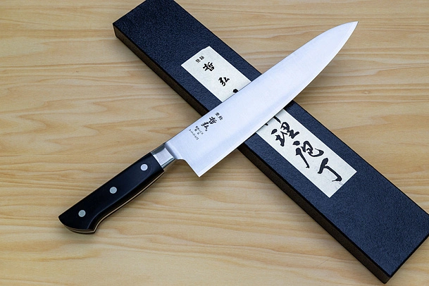 Tetsuhiro Super Gold 2 Gyuto knife 240mm (9.5") Black paper micarta