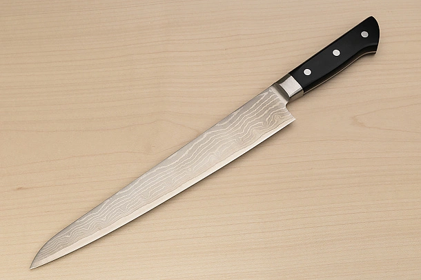 Tetsuhiro VG10 Damascus Sujihiki knife 270mm (10.7") Black paper micarta Tetsuhiro VG10 Damascus Sujihiki knife 270mm (10.7") Black paper micarta